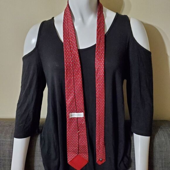 Geoffrey Beene Red & Blue Mini Paisley Silk Tie - Picture 4 of 5